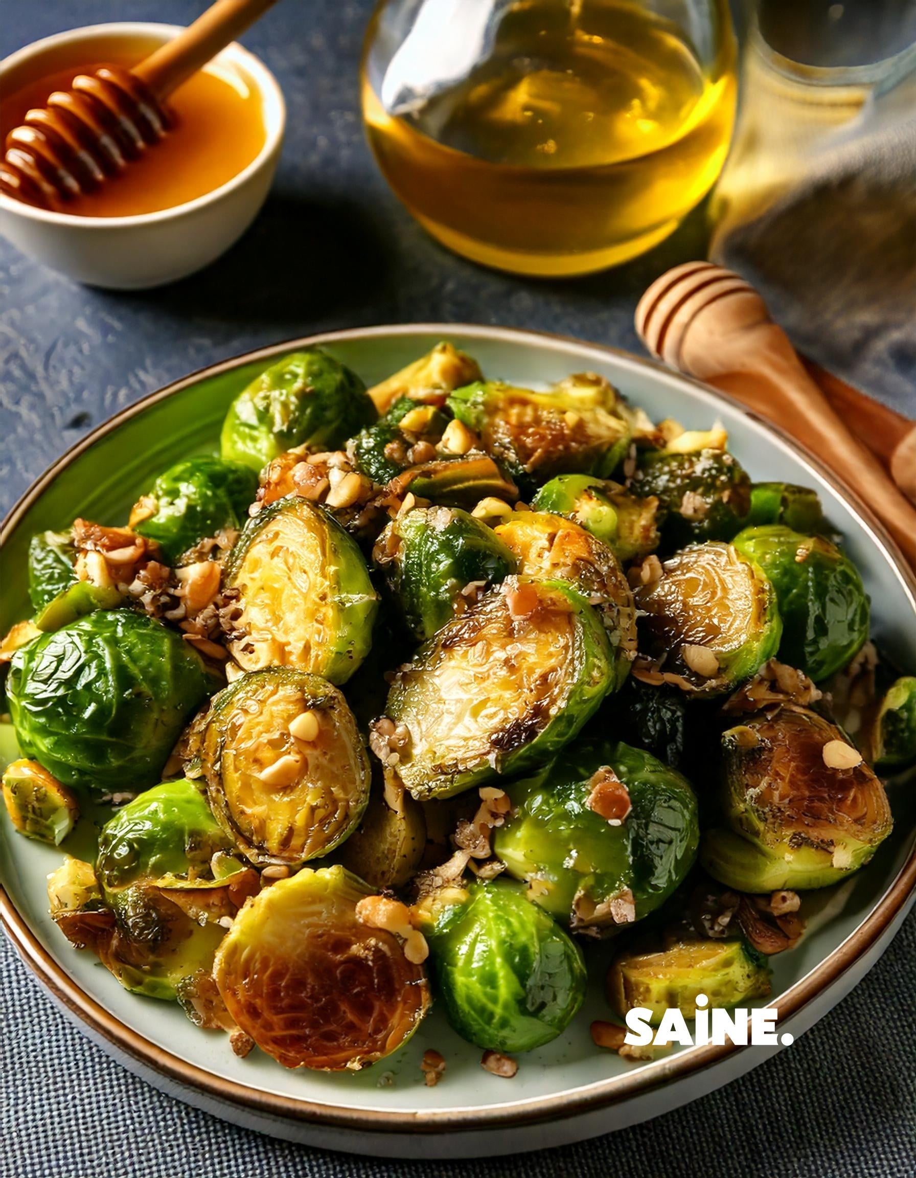 Recette-hivernale-Choux-de-Bruxelles-rôtis-au-miel-et-aux-noix SAINE.