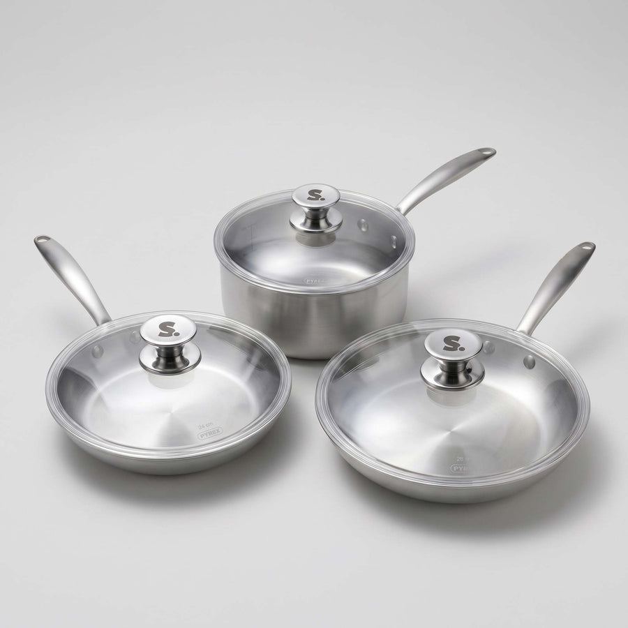 La Batterie de Cuisine Inox Essentielle - 3 Pièces + Couvercles