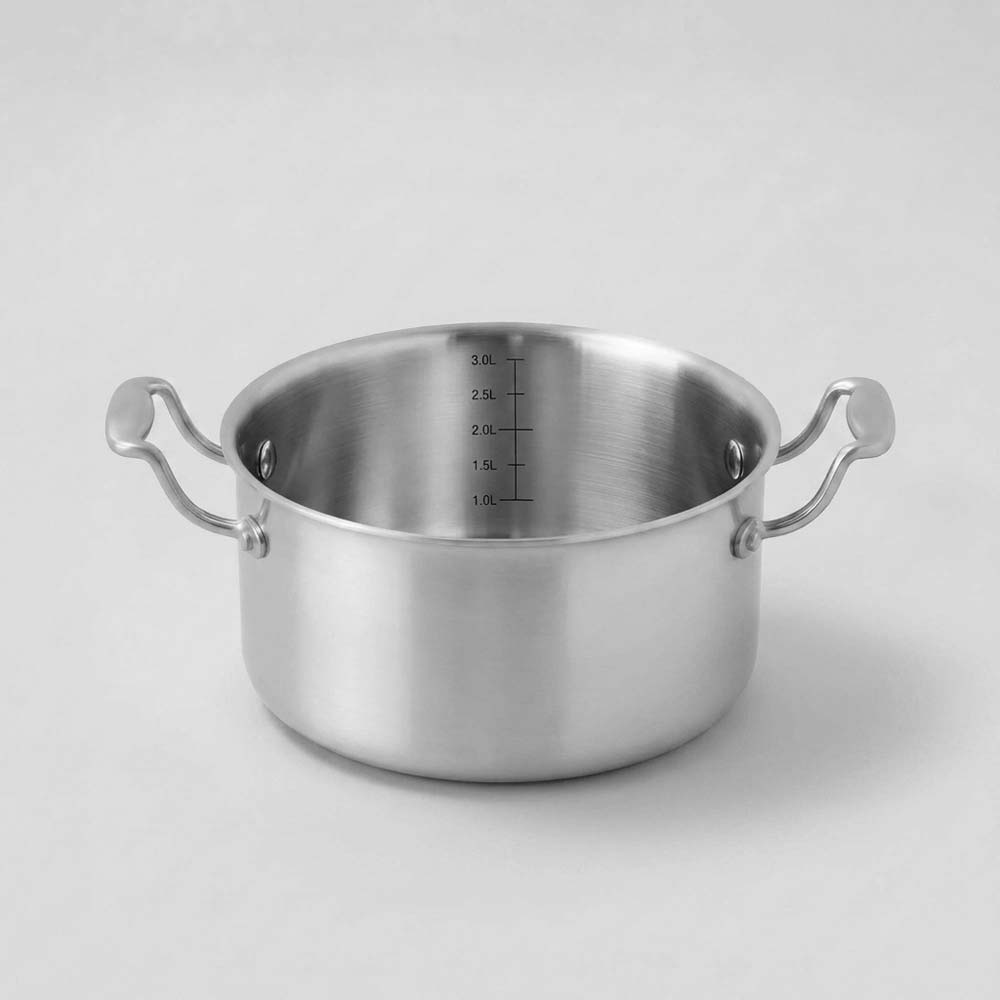 Marmite en inox 18/10 SAINE 20 cm à deux anses, fabriquée en France