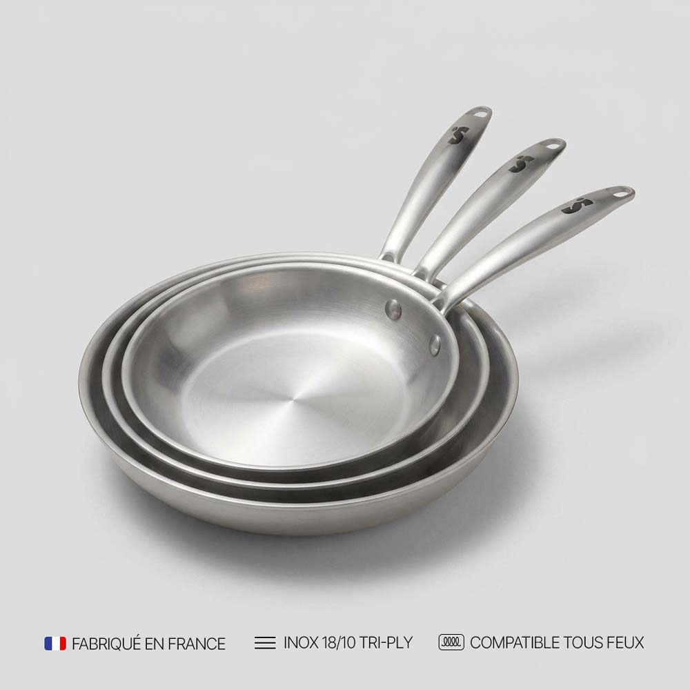Le Trio de Poêles Inox - 20, 24 et 28 cm