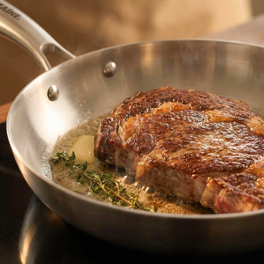 Cuisson de la viande dans une poêle en inox : la technique pour une saisie parfaite