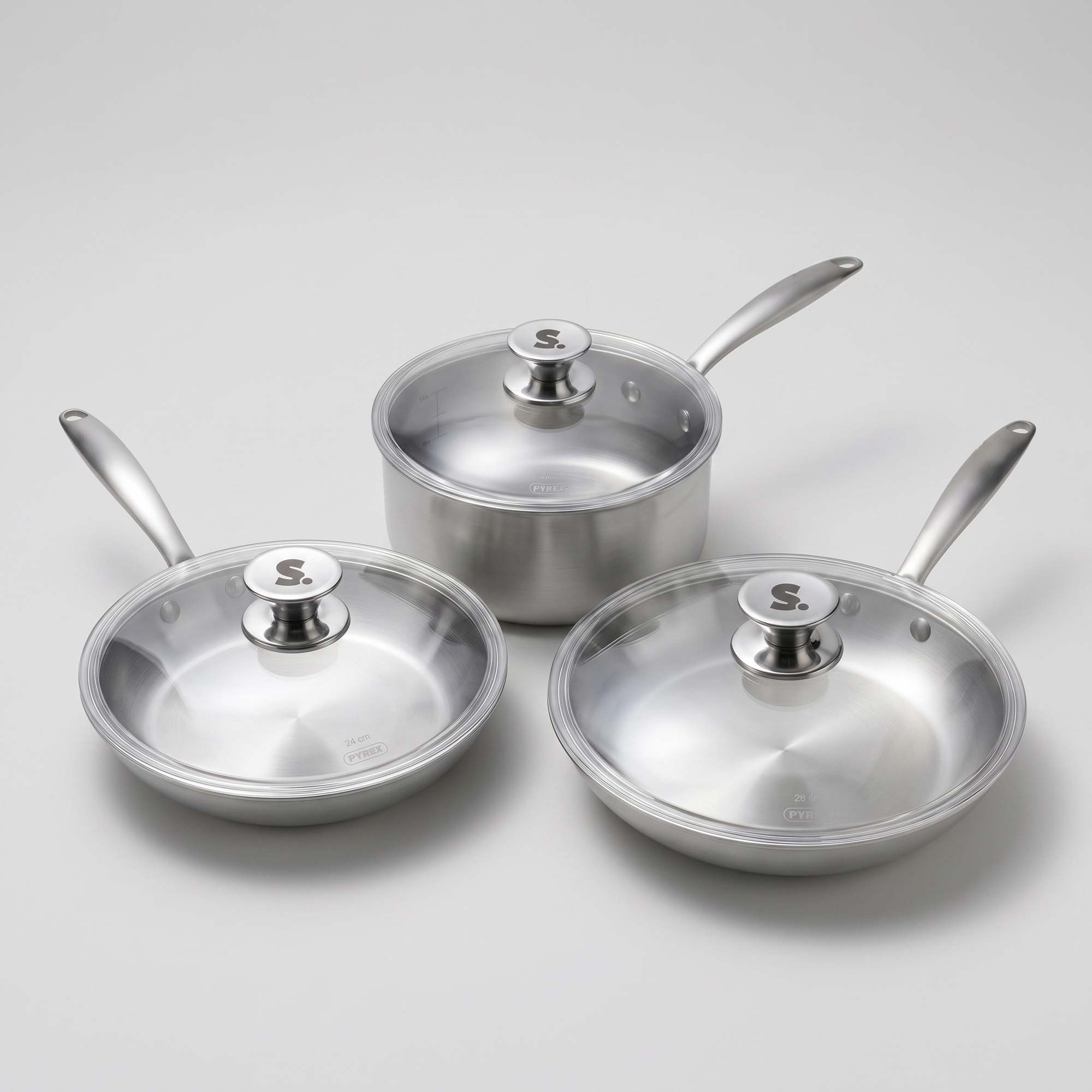 La Batterie de Cuisine Inox Essentielle - 3 Pièces + Couvercles