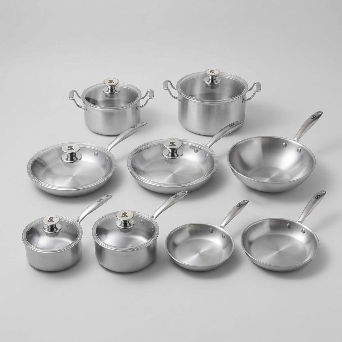 La Batterie de Cuisine Inox Complète - 9 Pièces + Couvercles