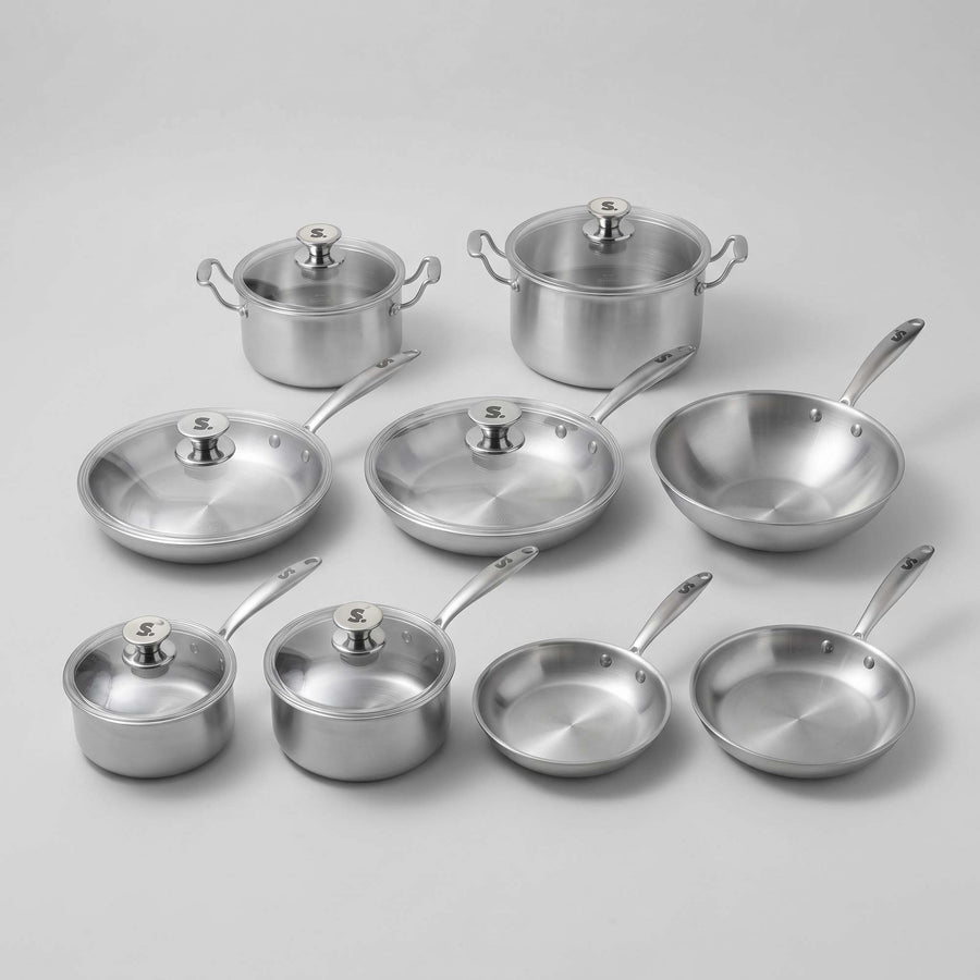 La Batterie de Cuisine Inox Complète - 9 Pièces + Couvercles