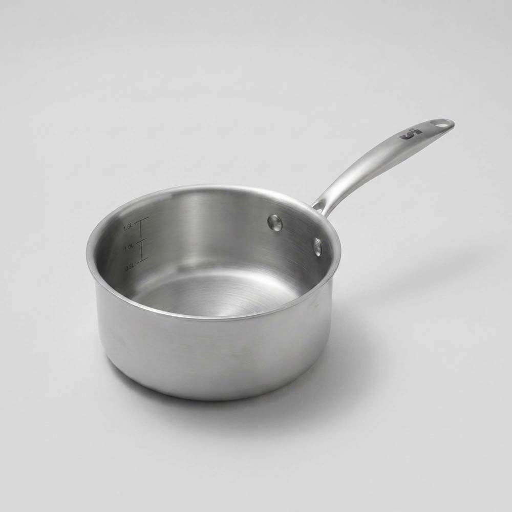 Casserole en inox 18/10 SAINE 16 cm à manche inox, fabriquée en France