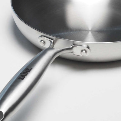 manche riveté de la poêle en inox Saine