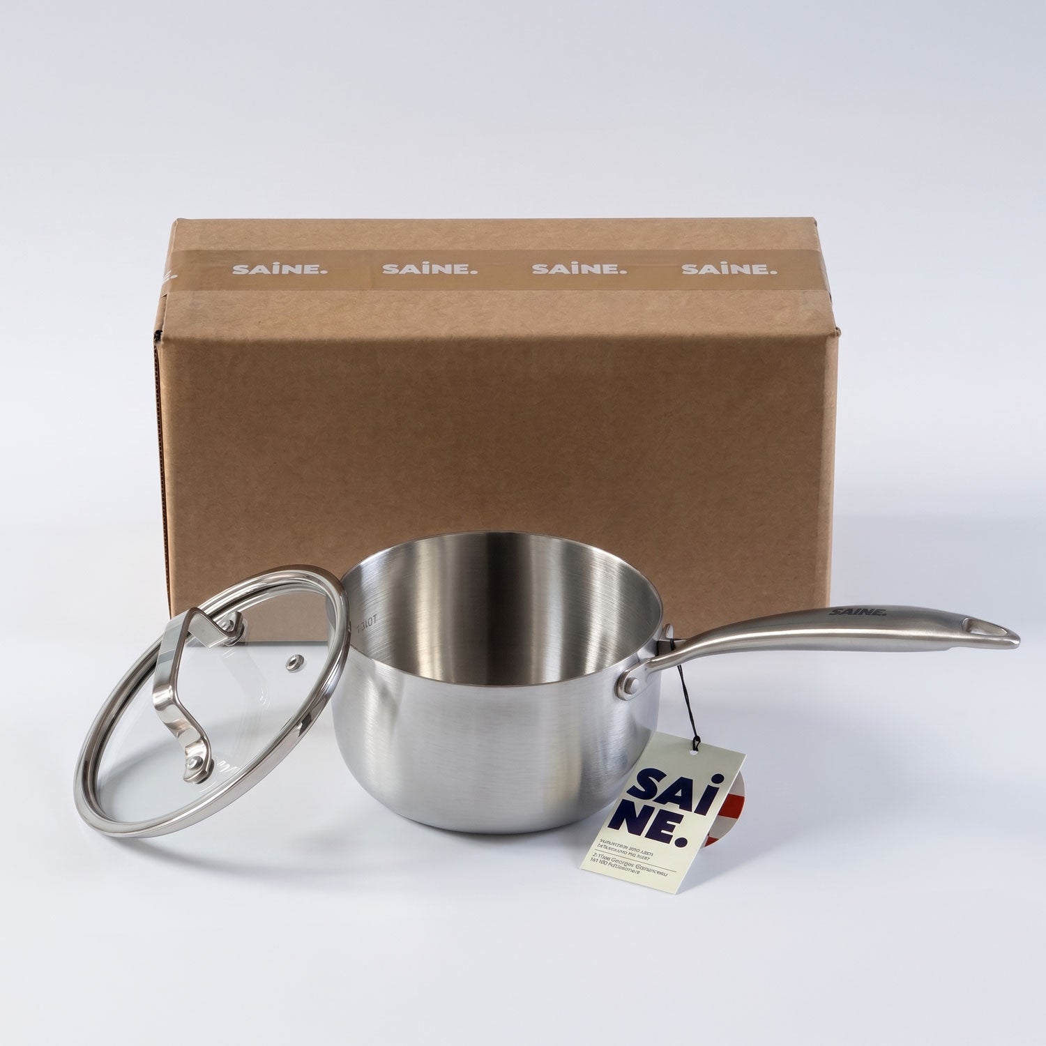 packaging casserole en inox avec sa boite en carton pour l'expédition