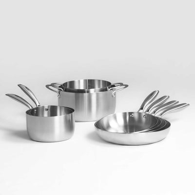 Batterie de cuisine inox complète – 8 pièces + couvercles SAINE.