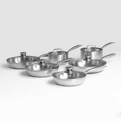 Batterie de cuisine inox essentielle - 6 pièces + couvercles SAINE.