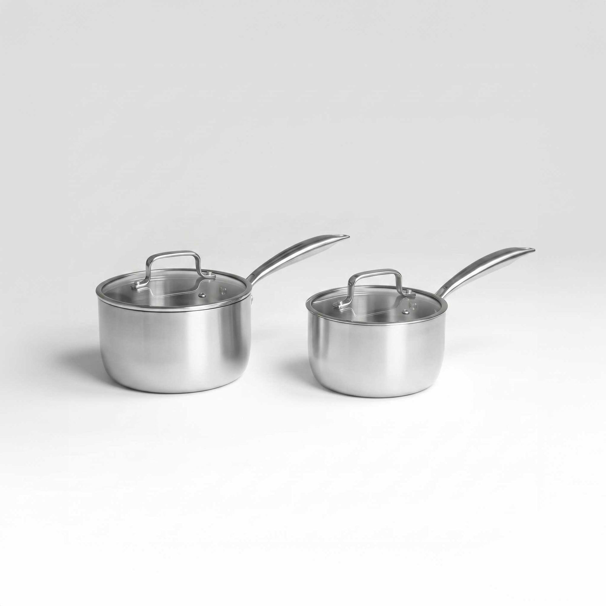 Duo de casseroles inox SAINE 16 et 18 cm avec couvercles - set 2 casseroles inox sans revetement toxique compatible induction