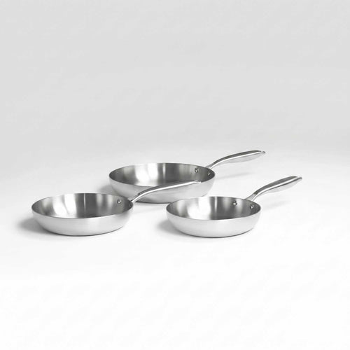 Trio de poeles inox SAINE 22, 24 et 28 cm - set 3 poeles inox sans revetement compatible induction tous feux