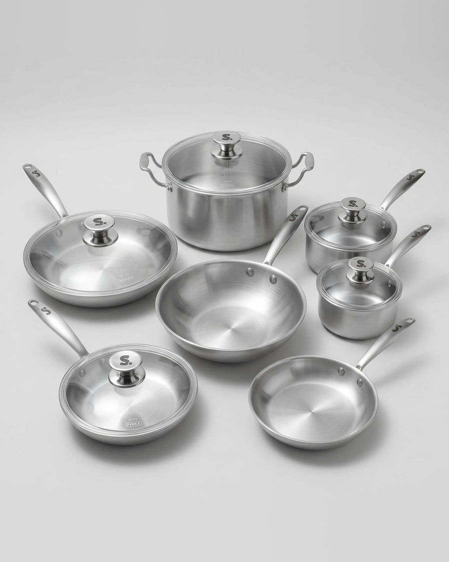 La Batterie de Cuisine Inox Familiale - 7 Pièces + Couvercles