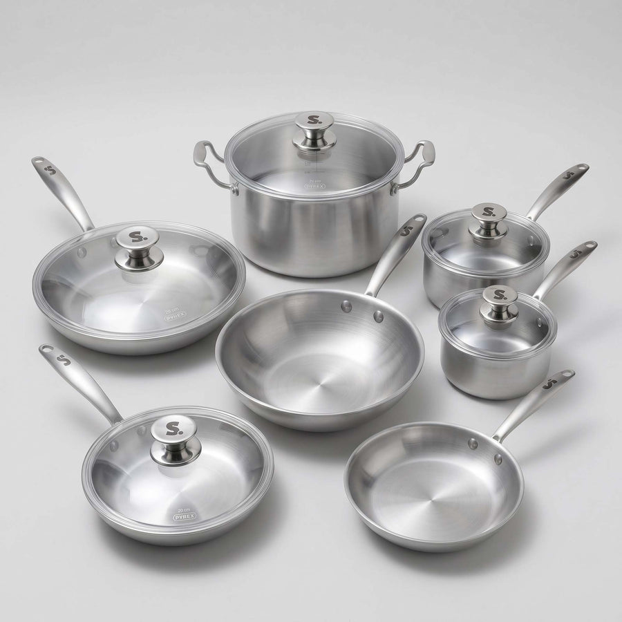 La Batterie de Cuisine Inox Familiale - 7 Pièces + Couvercles