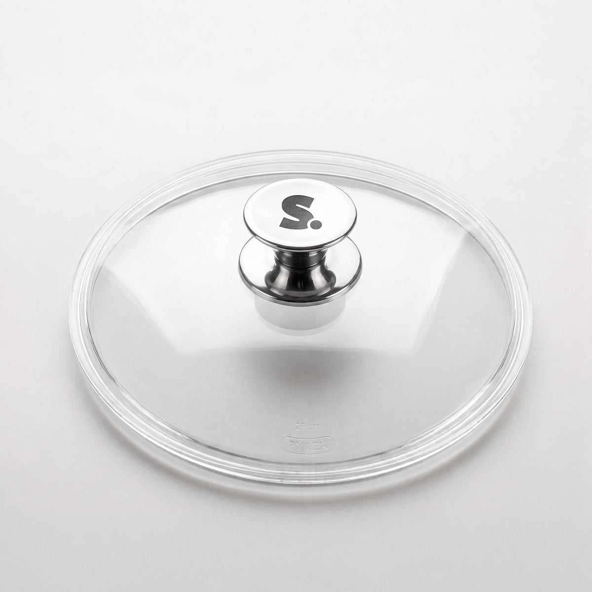 Couvercle en verre SAINE 24 cm à bouton inox pour poêle et casserole