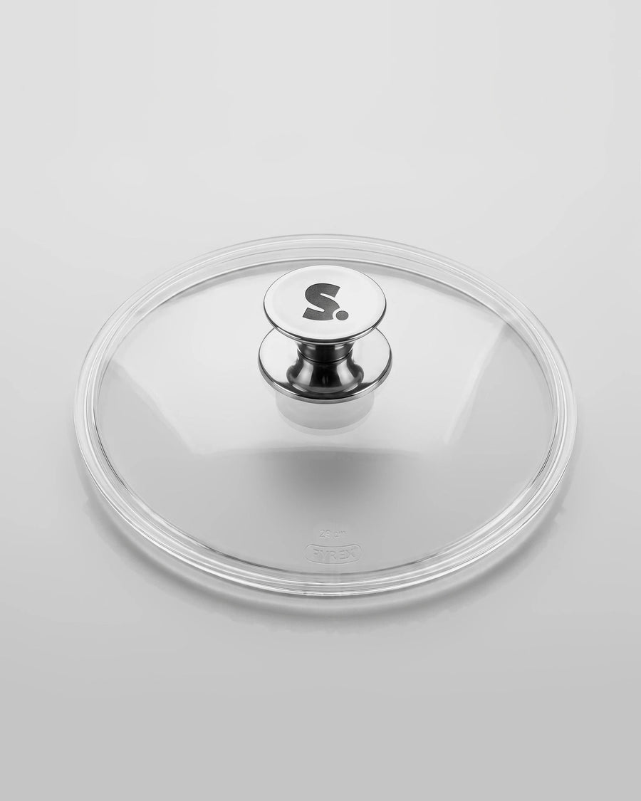 Couvercle en verre trempé Pyrex SAINE à bouton inox pour poêle, casserole et sauteuse