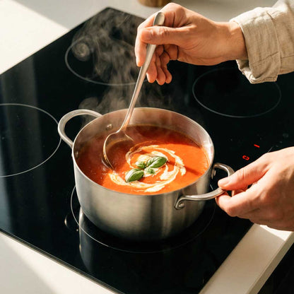 soupe dans une marmite en acier inoxydable