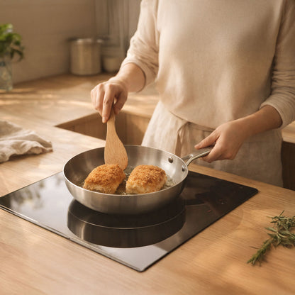 cuisson de cordon bleu maison dans une poele en inox 