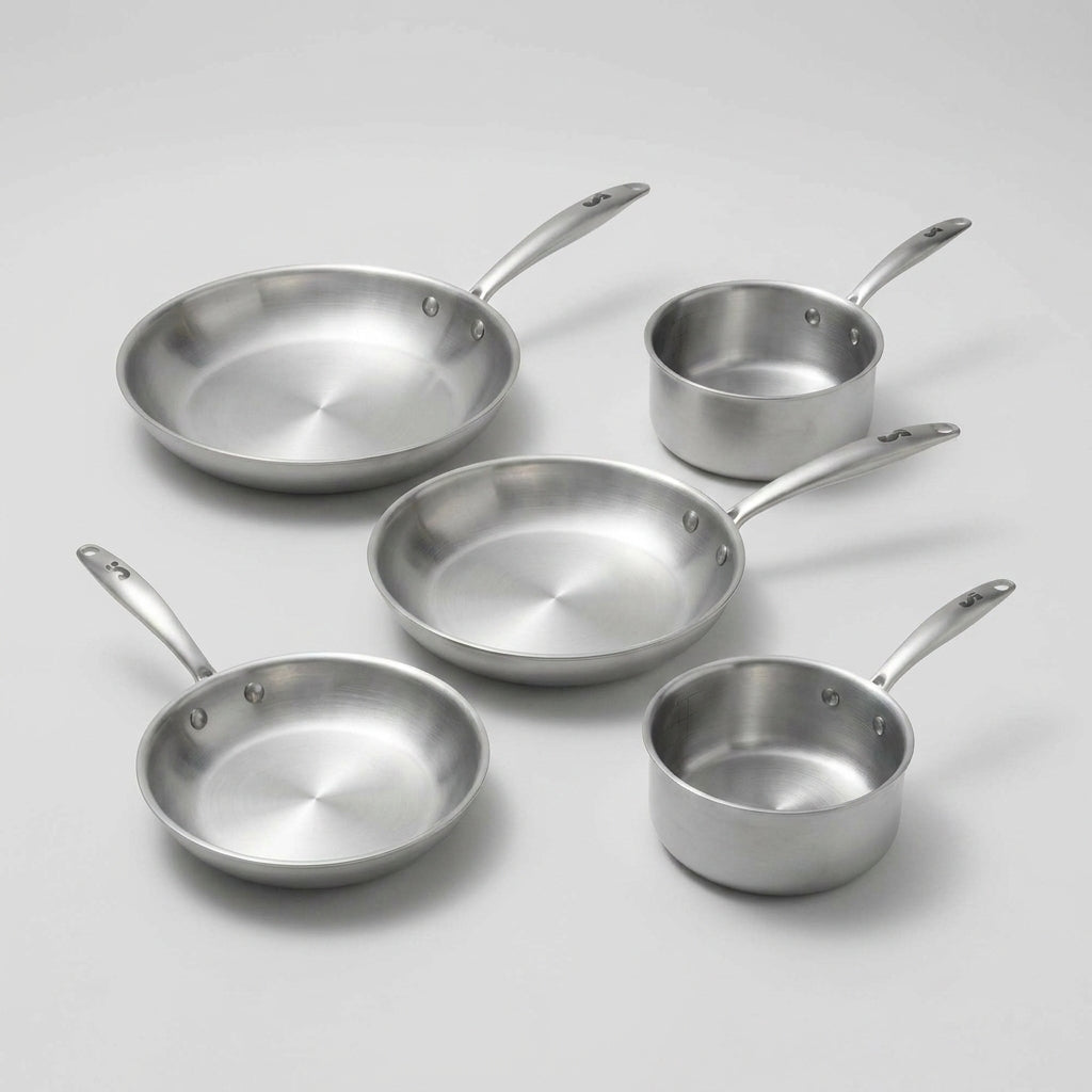 La Batterie de Cuisine Inox Compacte - 5 Pièces + Couvercles